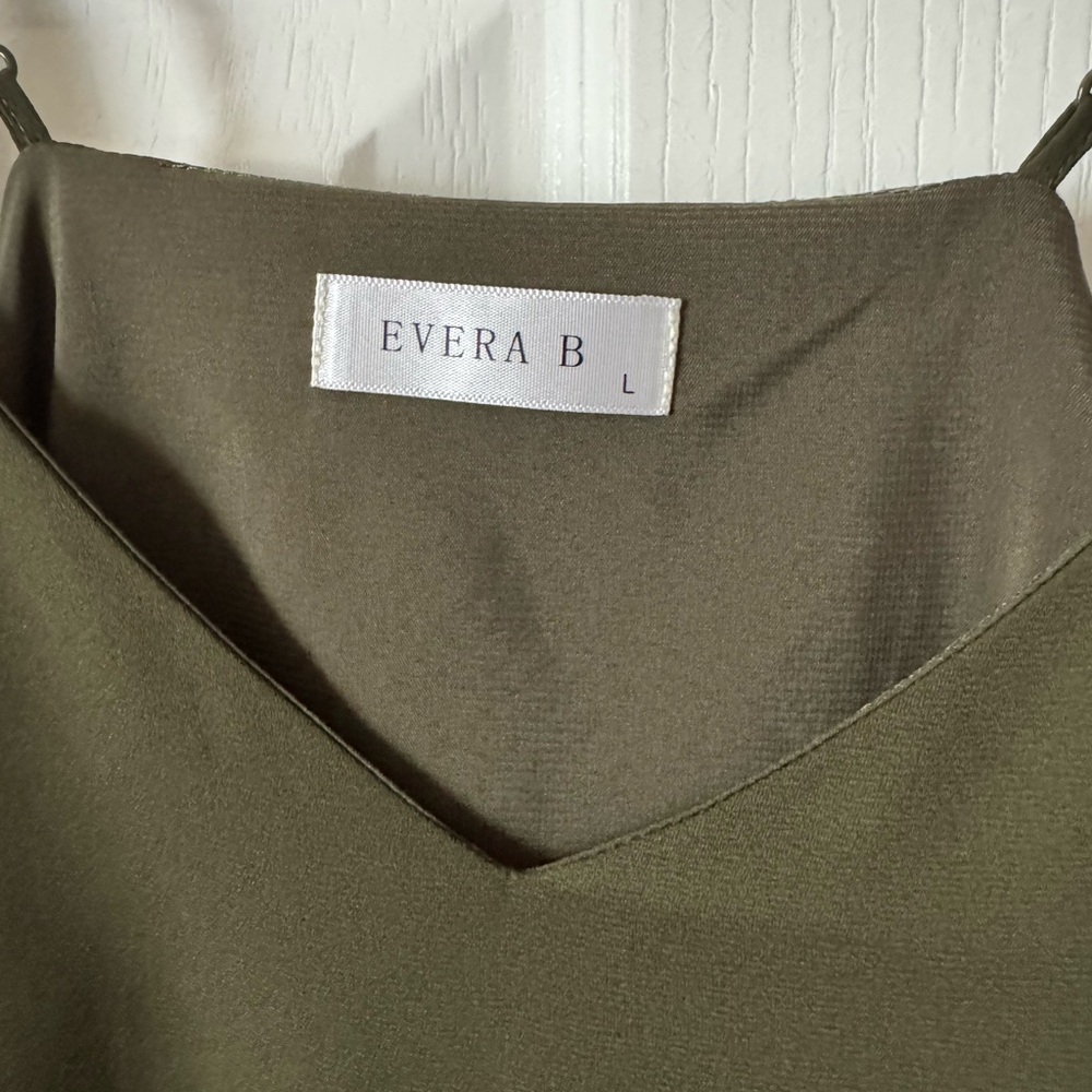 Evera B Olive Green V-Neck Top